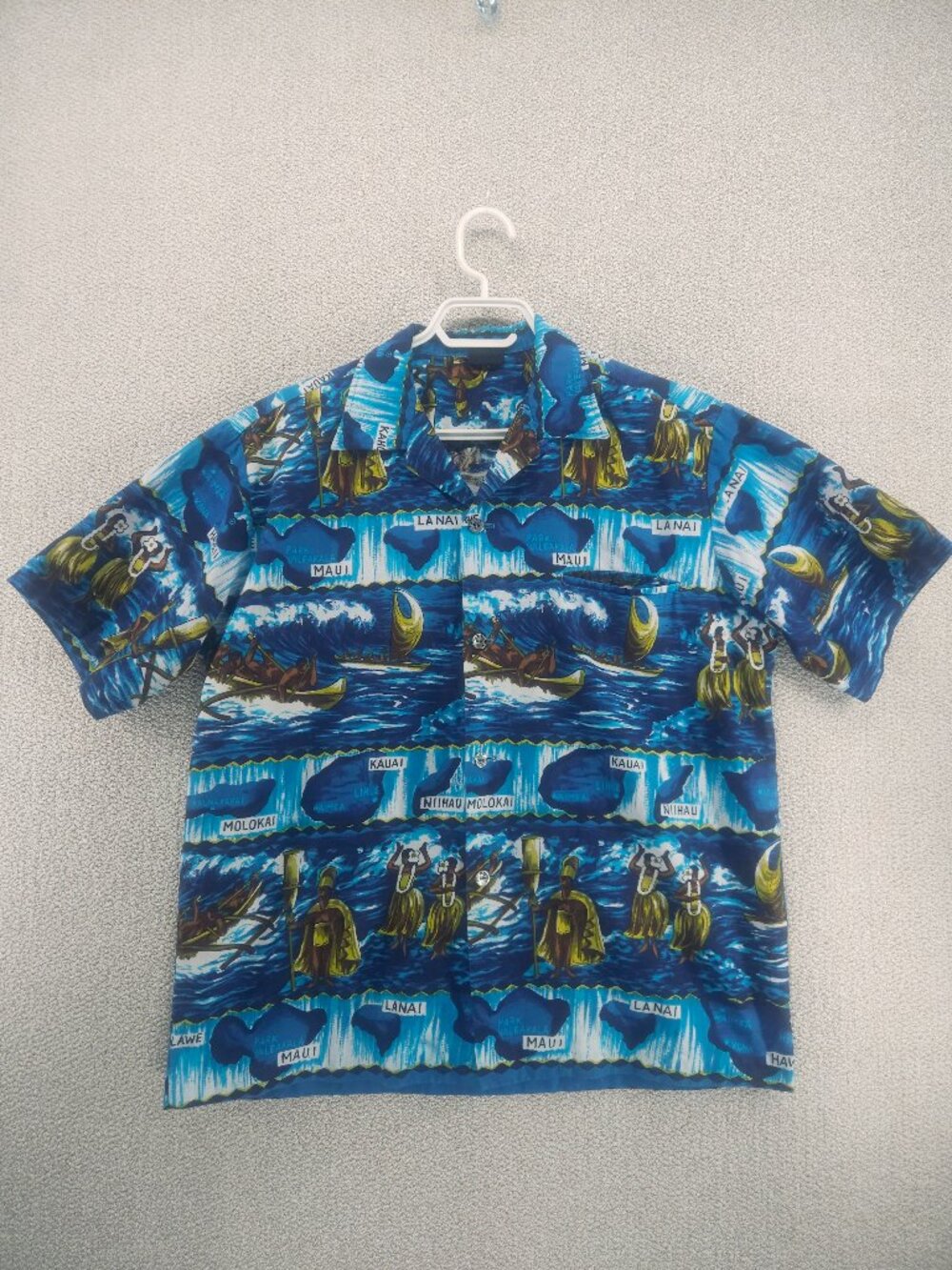 Vintage Hawaiian Holiday Aloha Shirt Map Print_Mid 50's-60's